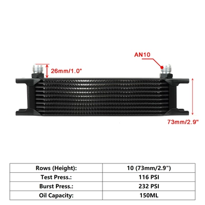 An10 Universal British car radiator - row-10-black