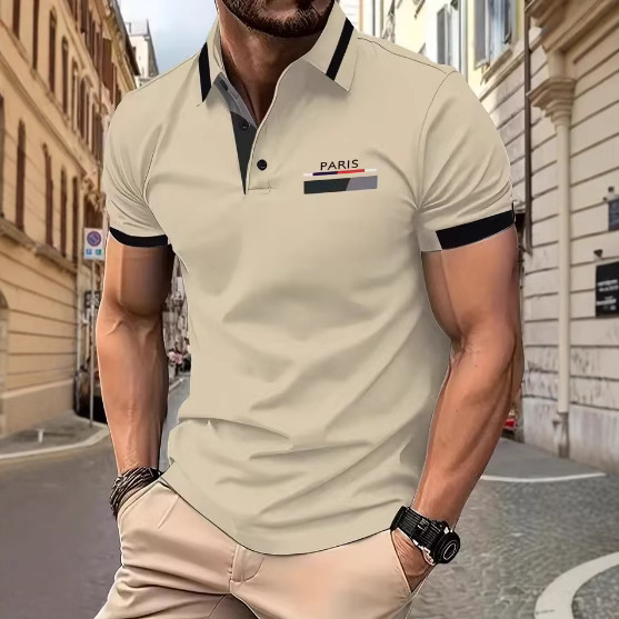 2025 European and American Men's New Summer Polo Shirt Laps 3D Printed Button Sport Comfortable T-Shirt