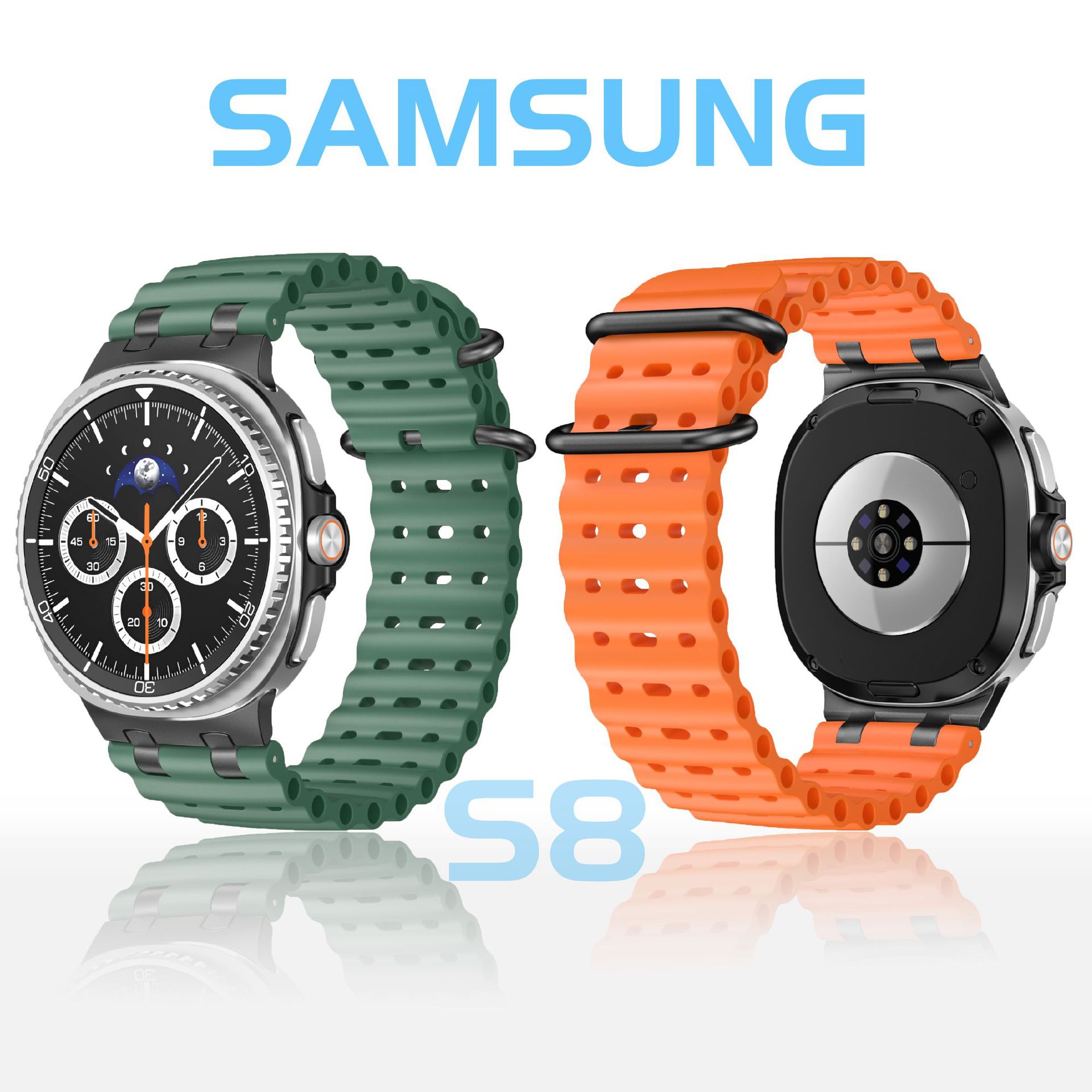 Silicone Strap Breathable Marine Samsung Strap Suitable for Watch 8 46/44mm Cycling Anti-Sweat Sports Strap