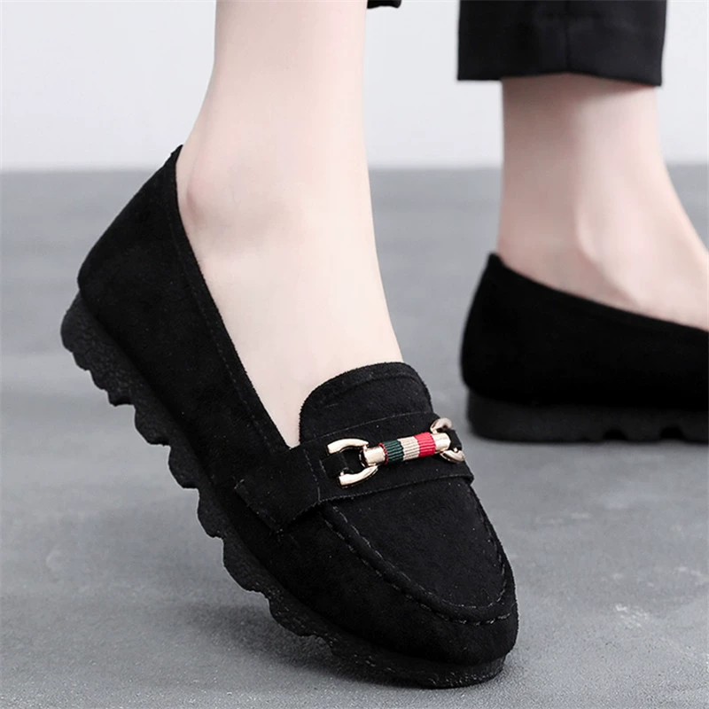 Старые Beijing cloth shoes женские однотонные обувь бобы обувь 2024 новое однофутовое плоское материнская обувь мягкий квадратный рот весна и лето