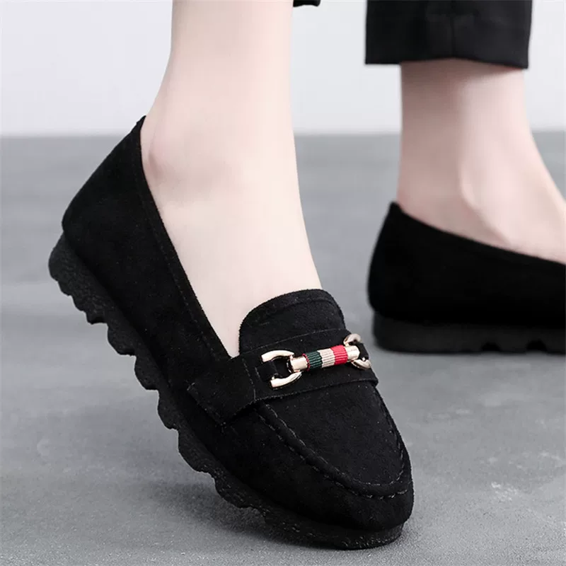 Старые Beijing cloth shoes женские однотонные обувь бобы обувь 2024 новое однофутовое плоское материнская обувь мягкий квадратный рот весна и лето