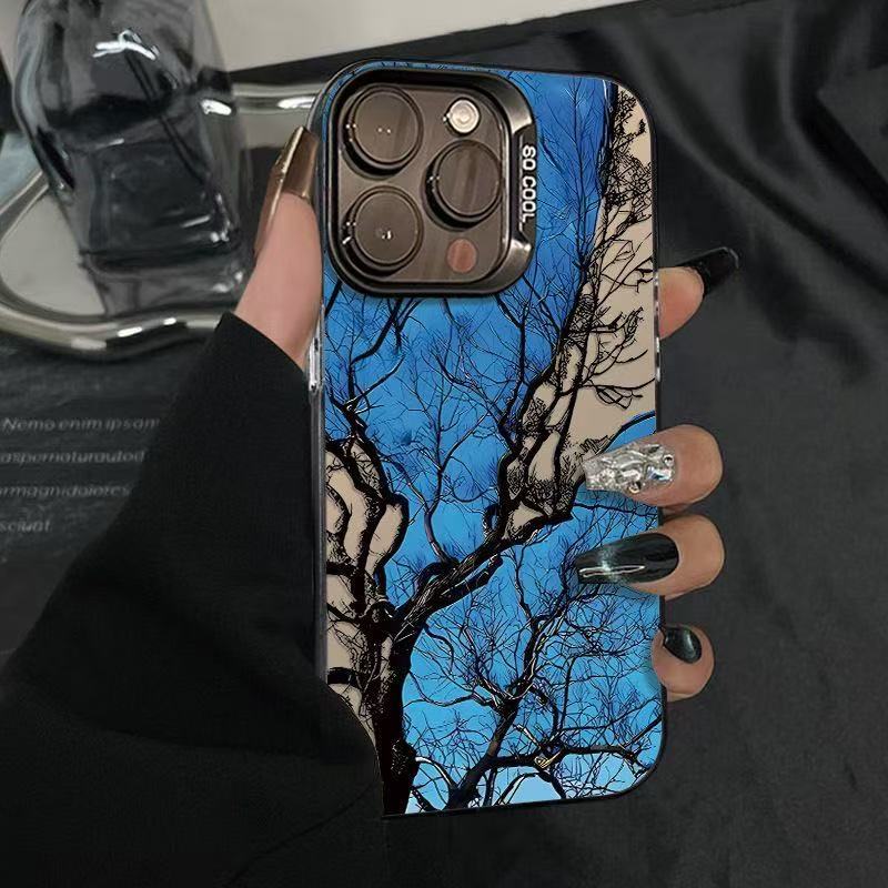 Color plata concha-negro-cielo azul árbol muerto AWE123