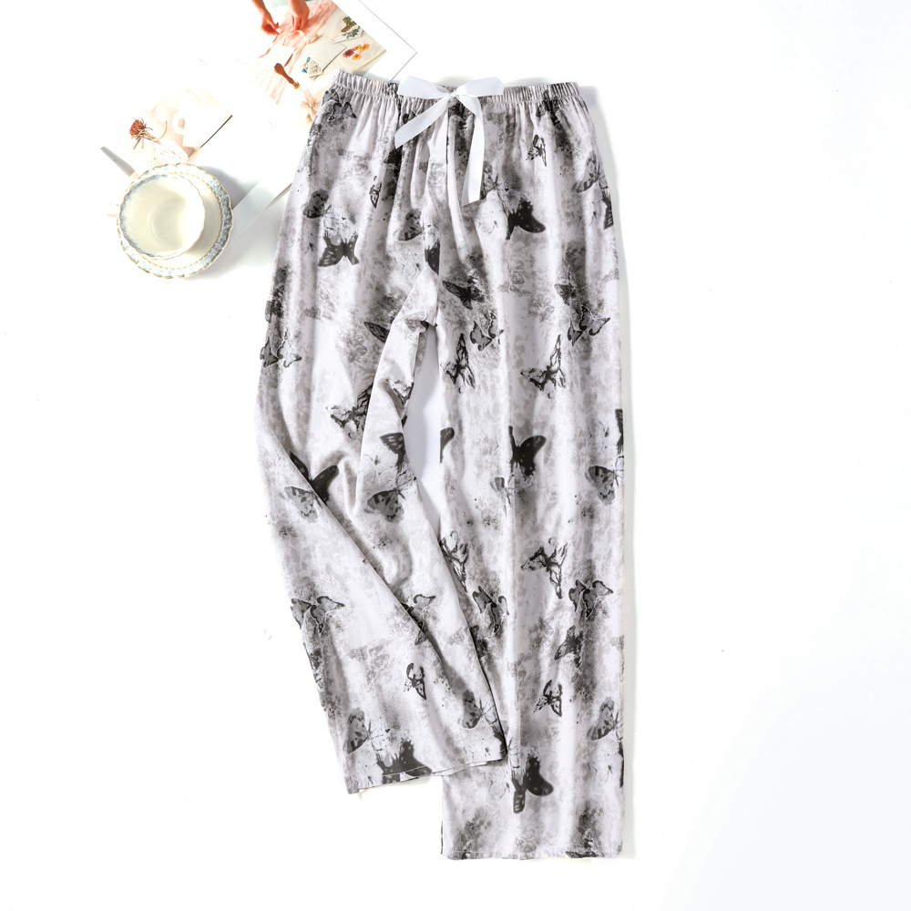 Pantalones de pijama de verano Source 45 de algodón y seda, pantalones anchos de nueve puntos para mujer, finos, talla grande, pantalones holgados para aire acondicionado, pantalones de playa