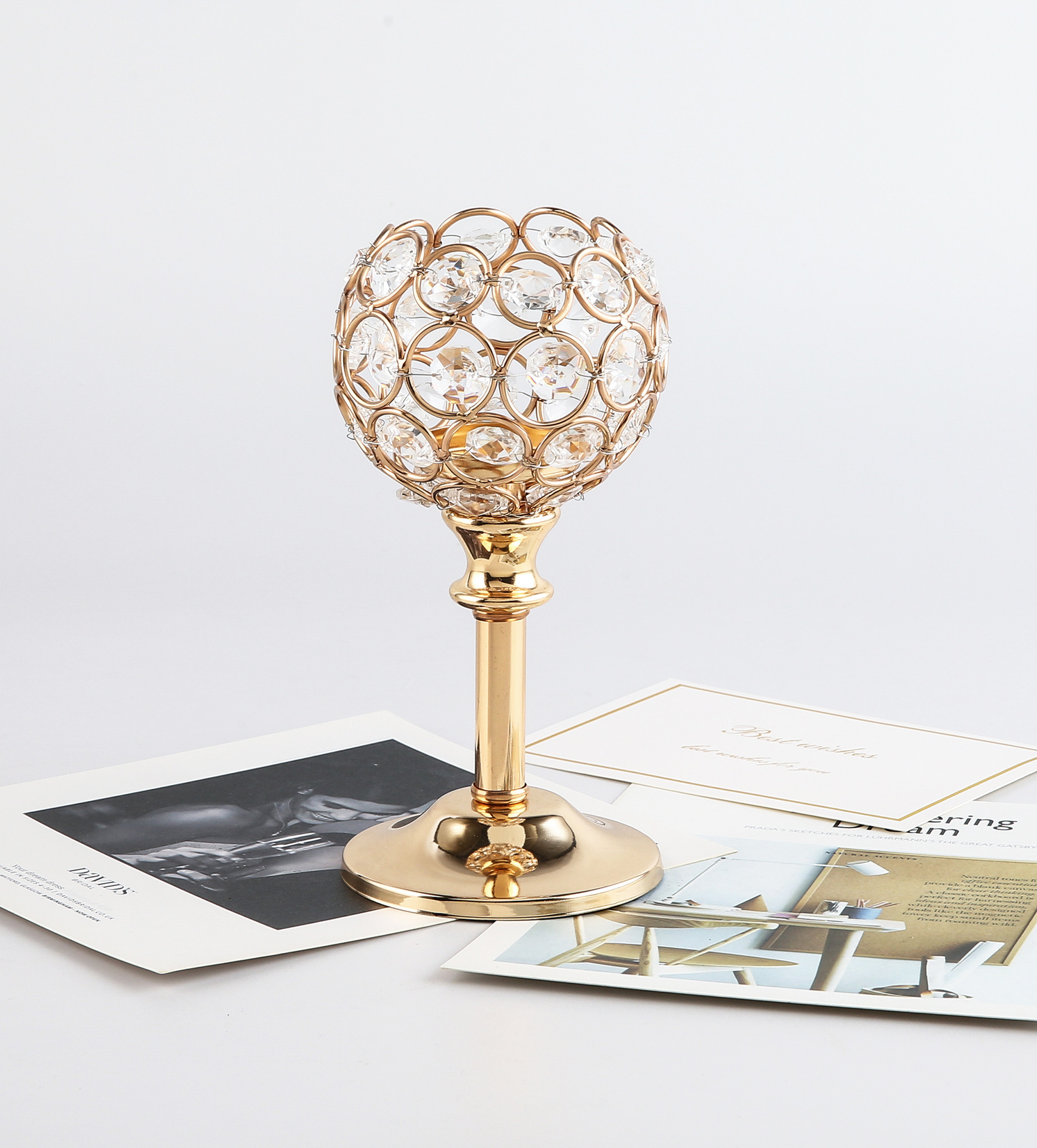 Estilo Europeo mini candelabro de cristal de metal creativo decoración de la boda Hotel Casa cena con velas accesorios Decoración