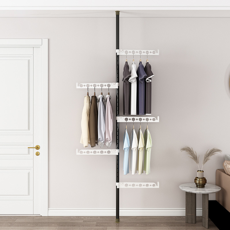 Perchero de pie telescópico, instalación sin taladros, para interior