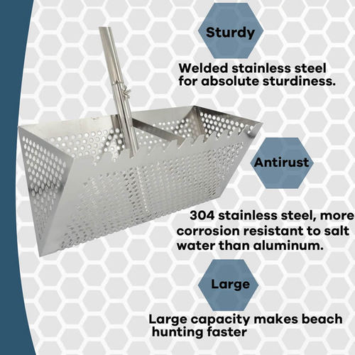 Amazon Stainless Steel Sand Screen Foldable Beach Shark Tooth Screen, Sand Crab Trap with Folding Bucket