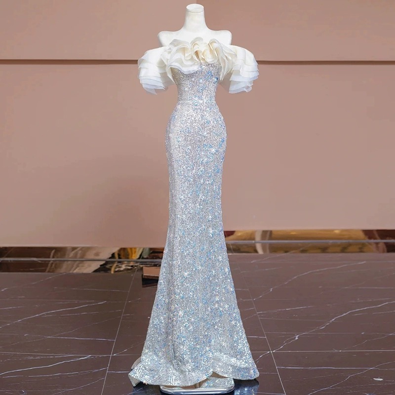 Mermaid Evening Dress with a High-End Feel, Light Luxury, Custom-Made for Banquets, Elegant Host Gown, Adult Ceremony Dinner Long Dress, 2026 New Model