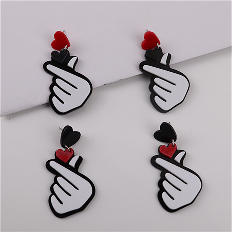 Women'S Gender Patchwork Design 1 Pair Fashion Heart Shape Patchwork Arylic Drop Earrings