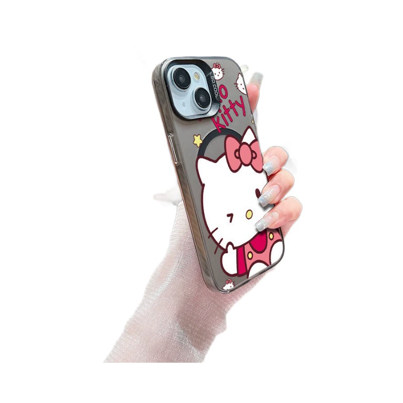 Подходит для Apple 16 16PROMAX магнитный цвет серебряный чехол мультфильм анимация 13 14 15 15pro жесткий