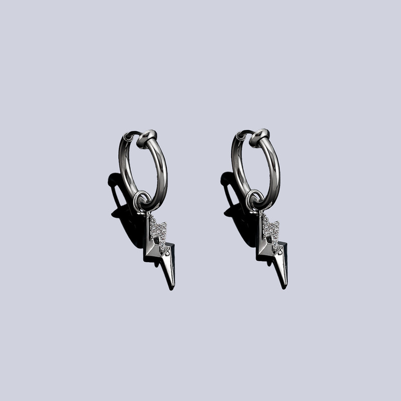 Diamond Lightning Earrings for Men, Titanium Steel Earrings, Niche Asymmetrical Ear Clips for Women, Accessible Luxury, High-End, Versatile Jewelry Accessories Diamond Lightning Earrings for Men, Titanium Steel Earrings, Niche Asymmetrical Ear Clips for Women, Accessible Luxury, High-End, Versatile Jewelry Accessories