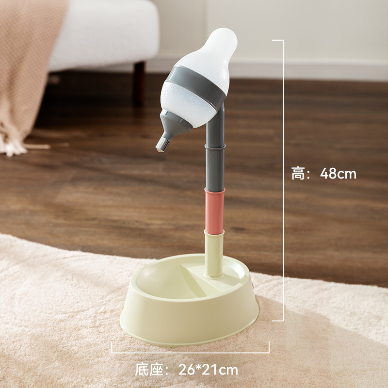 Perro vertical transfronterizo fuente de bebida automática para mascotas alimentación ajustable para mascotas de acero inoxidable antidetonante doble tazón de gato