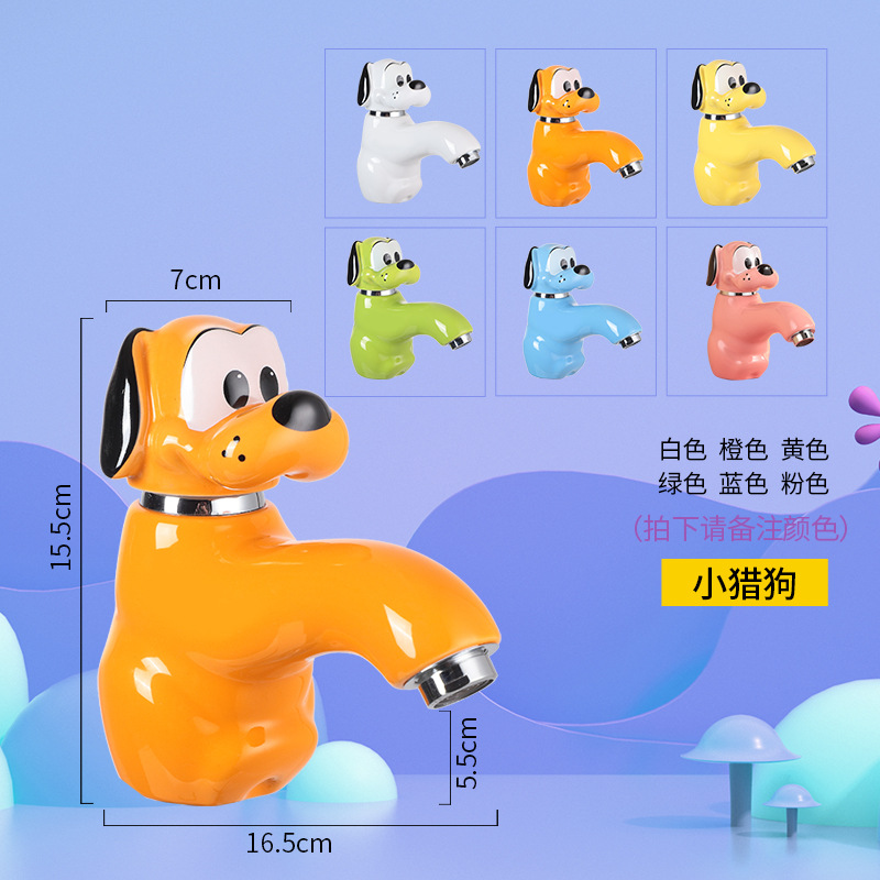 Grifo de cerámica creativo con diseño de dibujos animados para niños, lavabo con filtro ecológico, grifo de agua fría y caliente