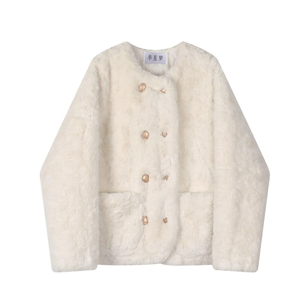 小香风毛绒外套女新款冬季小个子宽松加厚毛毛外套