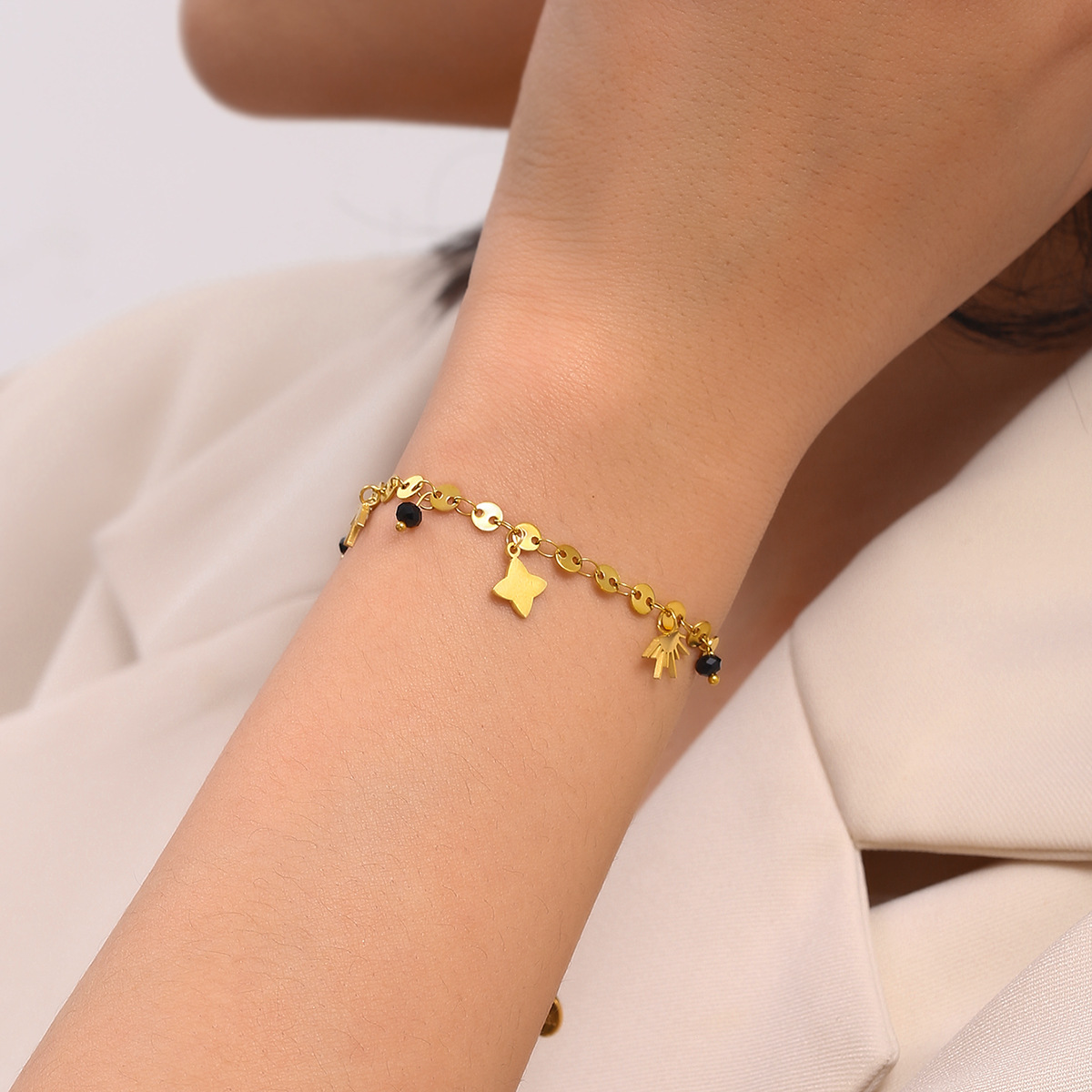 18g Weight Simple Style Geometric Stainless Steel Plating Inlay Artificial Pearls Bracelets