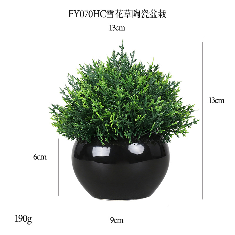 Planta Artificial de Bola Verde en Maceta de Cerámica y Plástico Decorativa para Escritorio