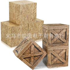 西部牛仔派对农场干草盒纸箱装饰 拍照摄影道具木箱子草堆纸盒子