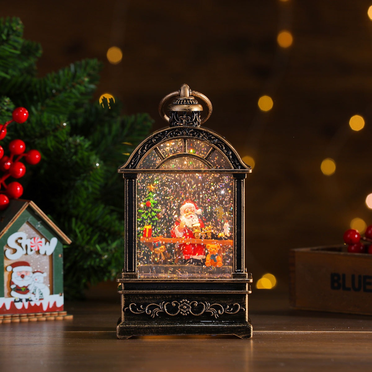 Nueva música de Navidad nieve inyección de agua TV lámpara de noche lámpara de aceite lámpara de caballo decoración de regalos image 39