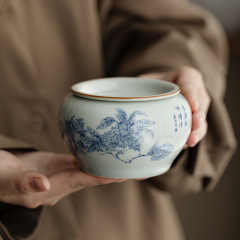 中国式陶磁器建水茶洗お盆茶盆蓋付き茶筒茶かす盆家庭用乾燥泡台工夫茶器部品