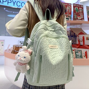 Small Fresh Girl Schoolbag Female Junior High School Student High-value Backpack Japanese Simple Lightweight Waterproof Backpack for College Students