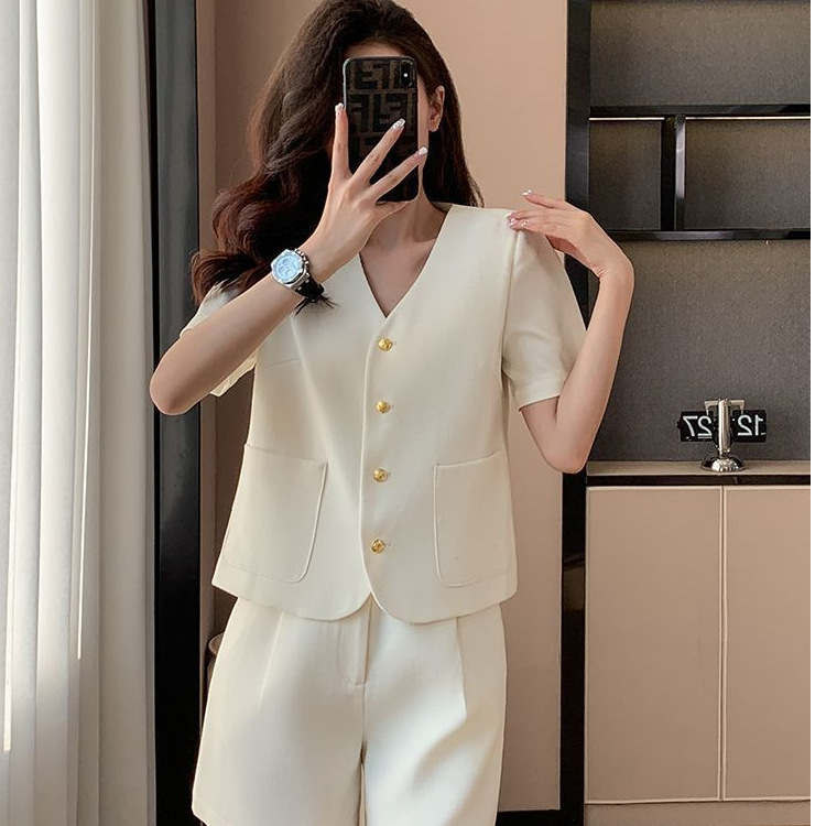 Small Temperament Small Chanel Style Suit Short-sleeved suit Summer High-end Sense Small Dress Women's Jacket Shorts Two-piece Set
