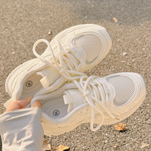 夏季女鞋透气老爹鞋女厚底小白鞋网面网鞋优步F2428一件代发