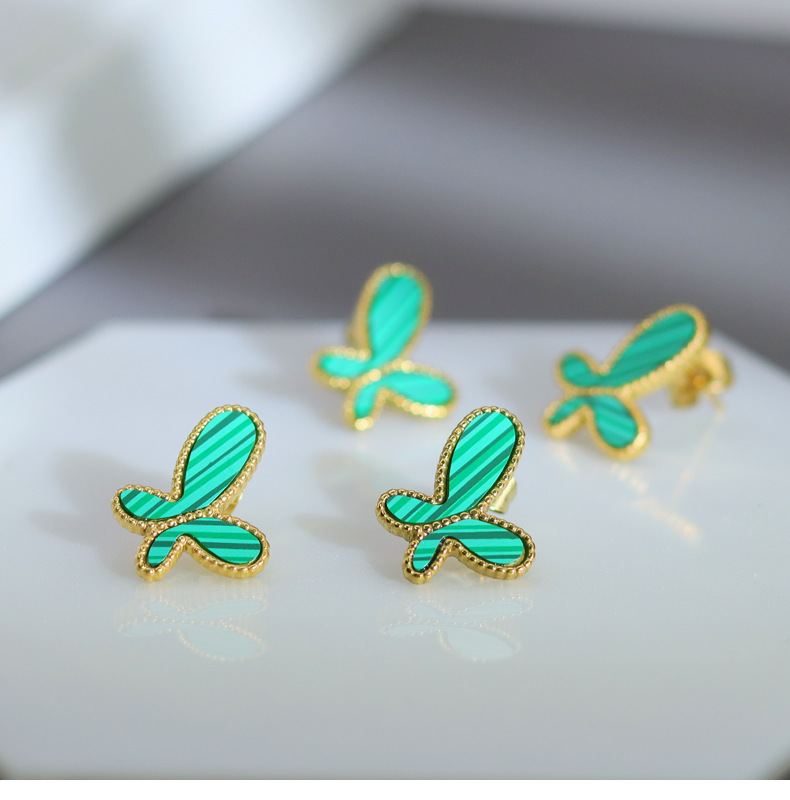 Casual Occasion Titanium Steel Material Butterfly Pattern Fashion Butterfly Titanium Steel Plating Ear Studs 1 Pair