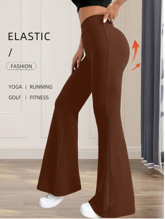 High-Waisted Yoga Pants For Women – Stretchy Flared Leggings, Seamless Workout & Lounge Pants (Black/Grey/Caramel)​_ecoleips.com