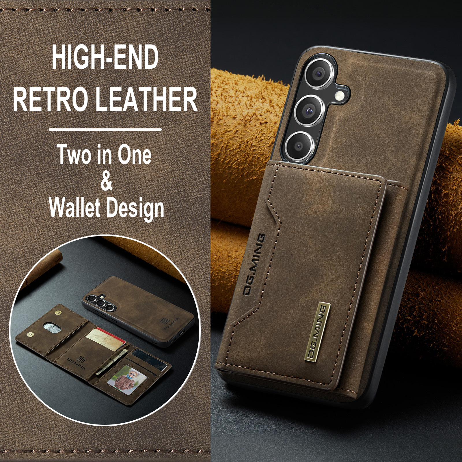 M2 per Samsung S24 custodia protettiva magnetica a tre ante S24 Plus custodia per telefono portafoglio diviso due in uno_voghion.com