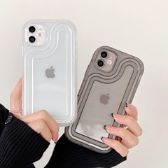 簡約高級感透明氣囊適用iPhone14pro max蘋果13手機殼情侶款12/11