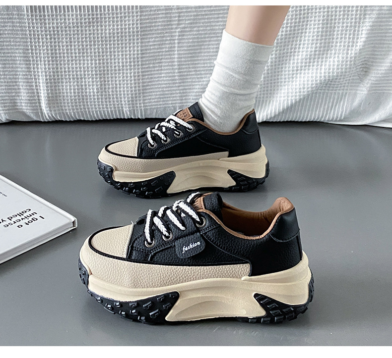 Version coréenne des chaussures de papa pour le printemps et l'automne 2024, nouvelles chaussures de tir de rue décontractées pour étudiants Instagram, chaussures hautes à semelles épaisses pour femmes_voghion.com
