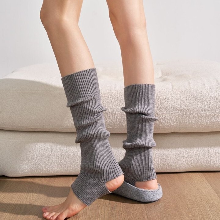 European-style ultra-soft Lyocell cotton footed fashion vertical stripe calf-high socks, yoga leg warmers, wool socks