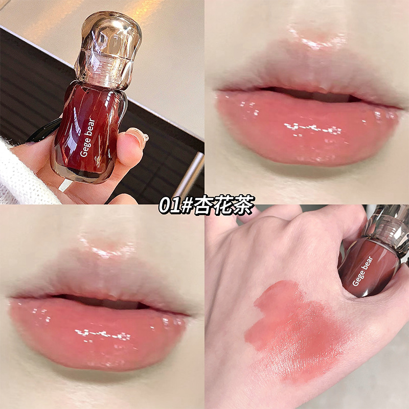 Gegebear cristal esmalte de labios transparente de agua espejo oso lápiz labial natural tierno lápiz labial al por mayor