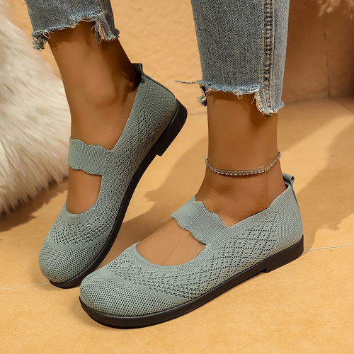 Women's Casual Flat Shoes for Middle-Aged Mothers, Breathable One-Piece Sneakers, Leisure Sports Shoes, Old Beijing Style Cloth Shoes