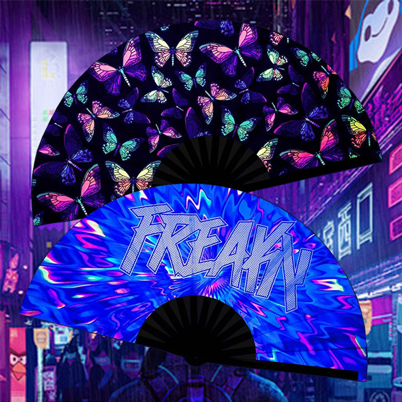 Ventilador nocturno Bungee de fiesta 33cm gran tamaño ventilador plegable ventilador de sonido ventilador kung fu impresión personalizada