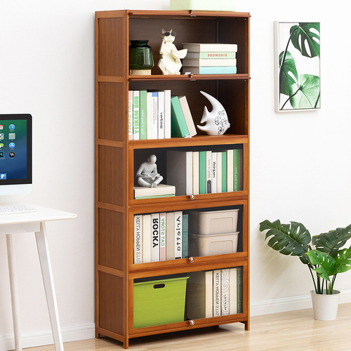 Simple bookshelf bookcase floor-to-ceiling partition storage rack solid wood multi-layer desktop dormitory children's student combination cabinet