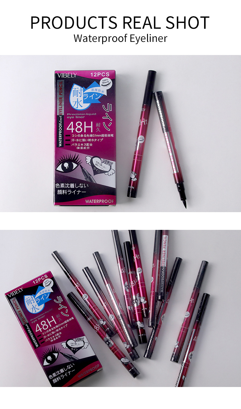 VIBELY Cross-border Black Waterproof, oil-resistant, non-smudging eyeliner, extremely fine, smooth, quick-drying and long-lasting eyeliner liquid undefined