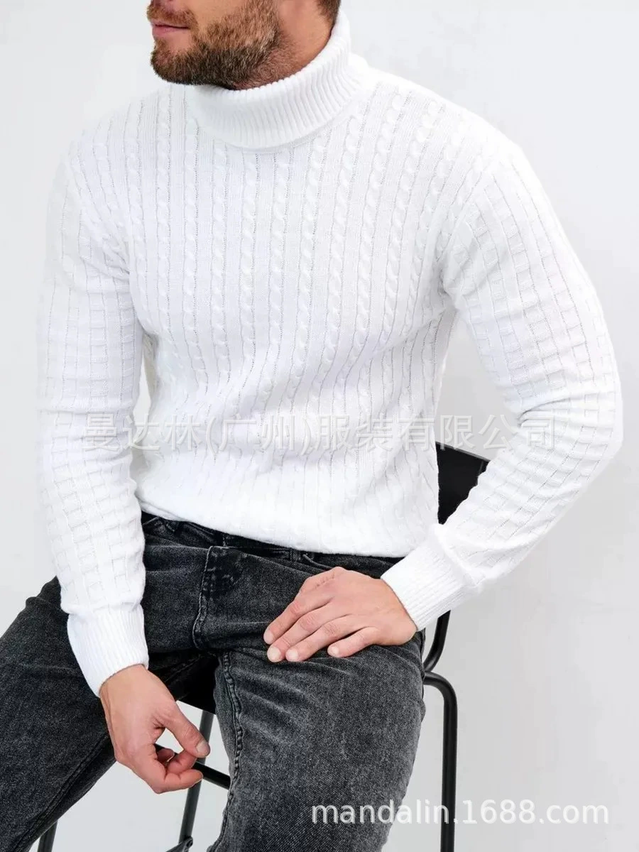 Свитер вязаный с воротником-гольфик turtleneck twist knitted sweater для мужчин