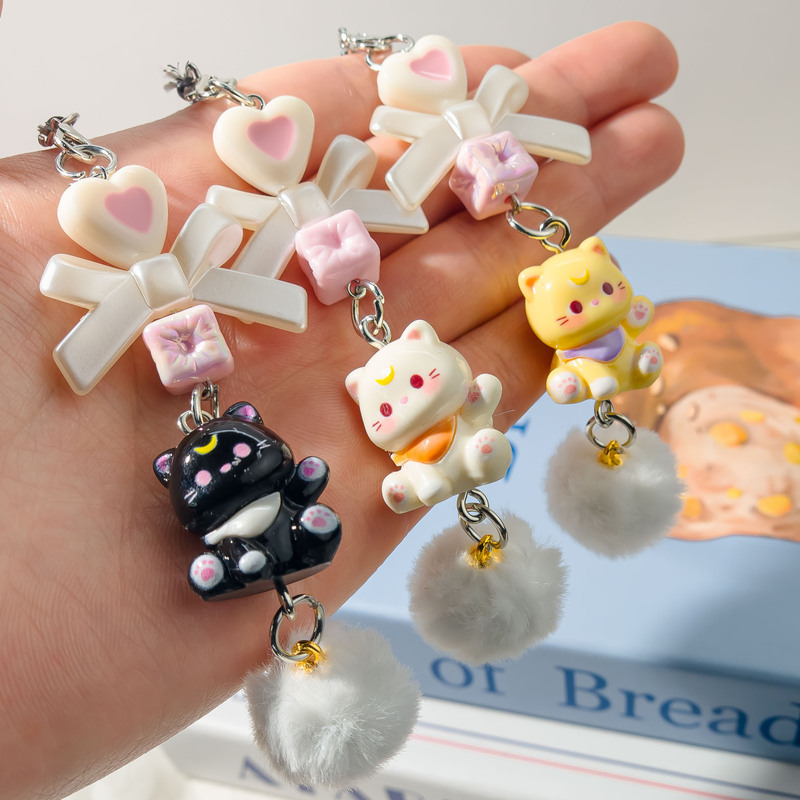 Mobile phone rope J85 greeting kitten fur ball pendant beaded sweet girl heart mobile phone chain cat cartoon pendant Mobile phone rope J85 greeting kitten fur ball pendant beaded sweet girl heart mobile phone chain cat cartoon pendant