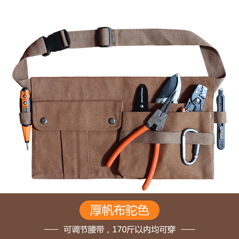 Amazon lienzo delantal medio-longitud cintura corta bolsa electricista carpintería TRABAJO ROPA herramienta delantal medio-longitud fábrica al por mayor