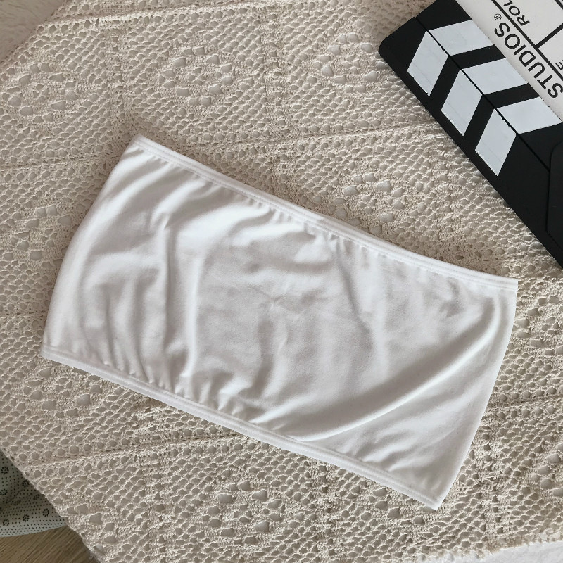 2024 sin correa de hombro de color sólido ropa interior de pecho de las niñas de la escuela anti-camera desnudo envuelto en el pecho sexy antideslizante base corta