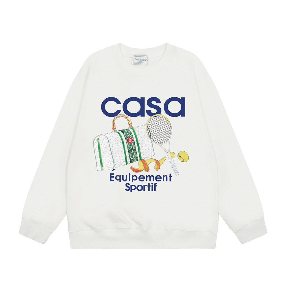 Marca de moda transfronteriza Casablanca letras de Casablanca impresión de color 380g lazo camiseta de cuello redondo