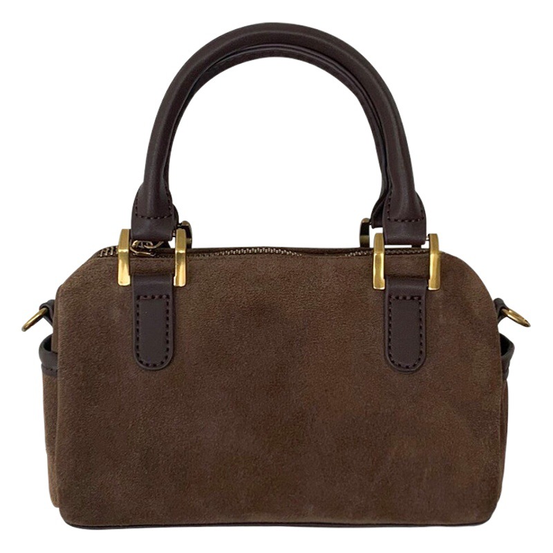 Estilo coreano otoño e invierno nuevo retro gamuza todo partido hombro crossbody bolsa pequeña bolsa de almohada Boston portátil bolso de las mujeres moda