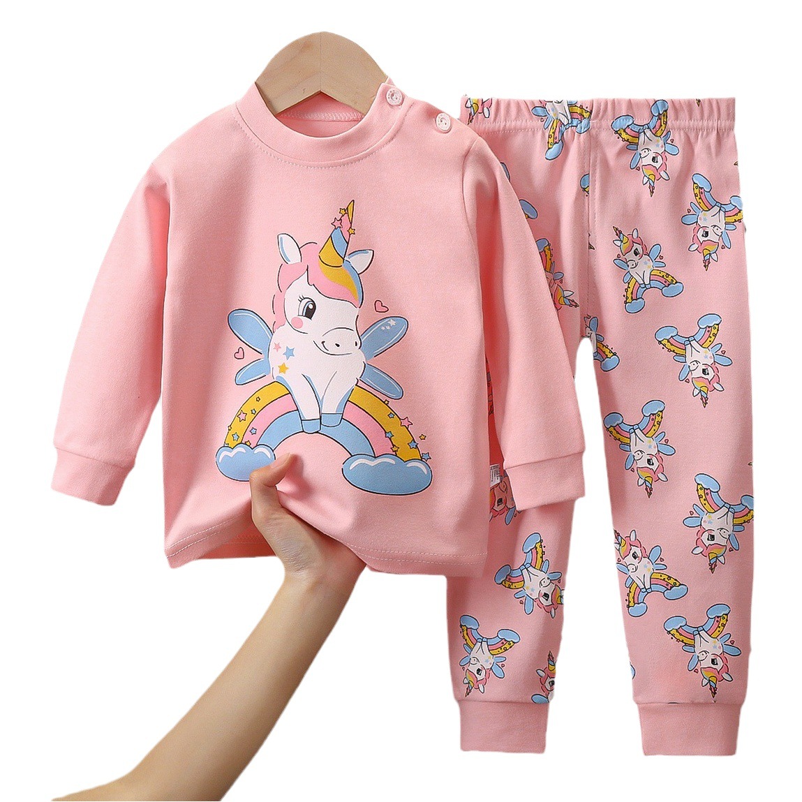 Conjunto de ropa interior térmica de algodón para niños de otoño, diseño de dibujos animados para niñas y niños.