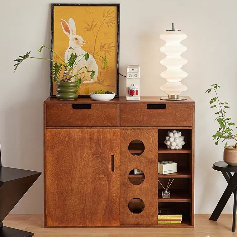 Boxwood Solid Wood Storage Cabinet Shoe Cabinet Second-Hand Carmen Entrance Cabinet Sideboard Living Room Bedroom Retro Storage Cabinet Simple