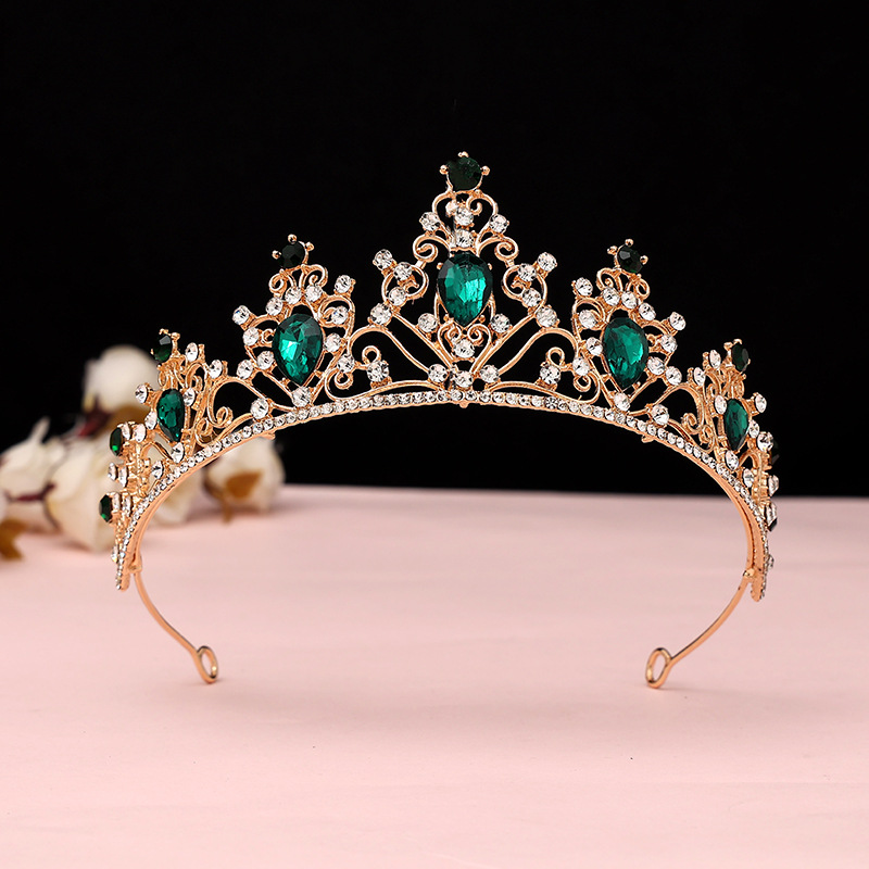 Online Rojo Negro Barroco corona tocado novia estilo coreano 18 años de edad, mujer adulta Ceremonia de cumpleaños princesa Corona al por mayor