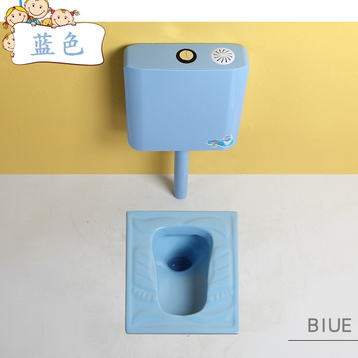 Suministro directo de fábrica kindergarten niños dibujos animados color cuclillas pan cerámica urinario en cuclillas pozo cuclillas inodoro en stock image 4