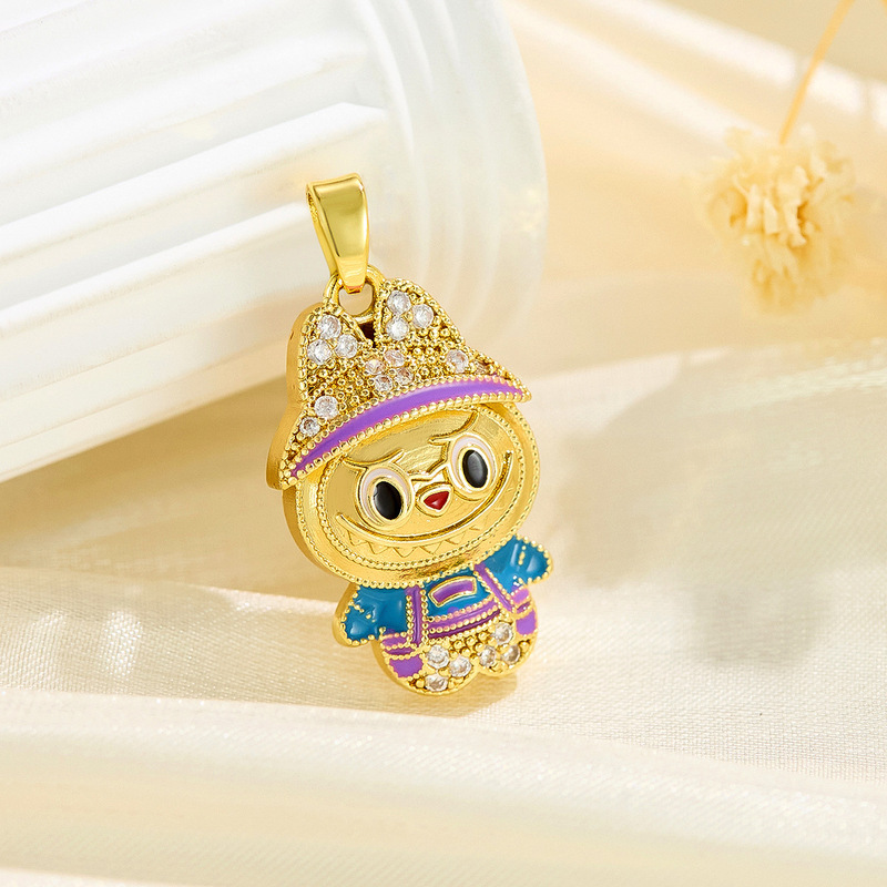クロスボーダー漫画ラブブ油滴色保持銅金メッキかわいい diy アクセサリージュエリーネックレスブレスレットペンダントシングルペンダント|undefined
