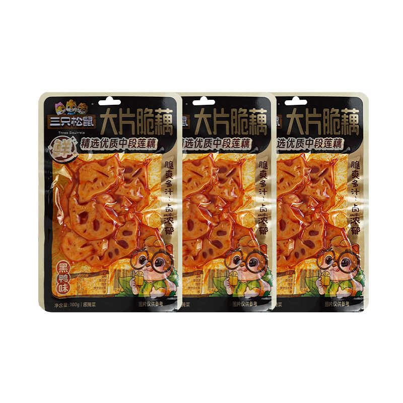 三只松鼠黑鸭味脆藕100g新鲜香辣洞庭藕片卤味休闲零食包邮