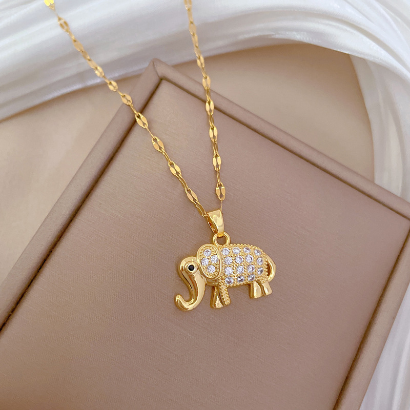 Collana donna con pendente elefante strass girocollo elegante_voghion.com