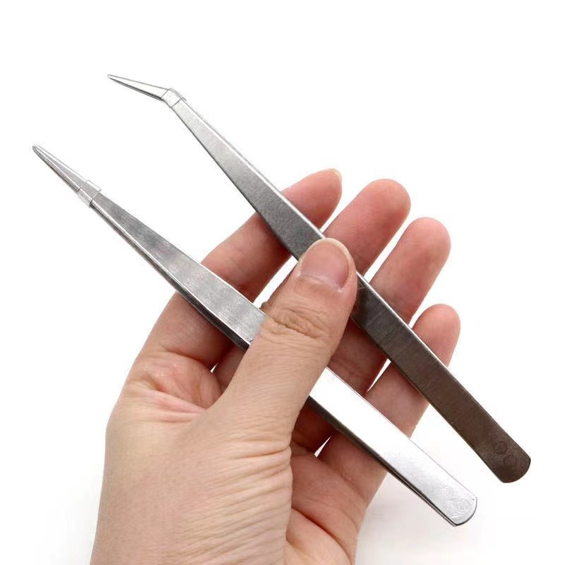 不锈钢薄镊子弯直型 园艺夹子燕窝挑毛睫毛美甲手工DIY 夹子工具